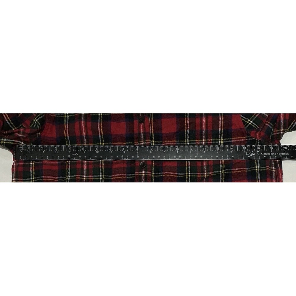 LL Bean Flannel Shirt Mens Medium Red Tartan Plaid 100% Cotton Holiday Winter - Picture 6 of 6